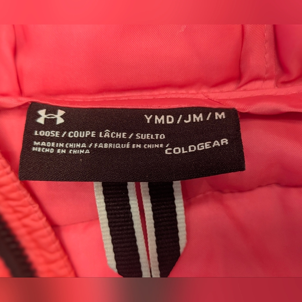Under Armour Pink Kids Coral Puffer Jacket Loose Fit YMD/JM/M - Picture 4 of 10